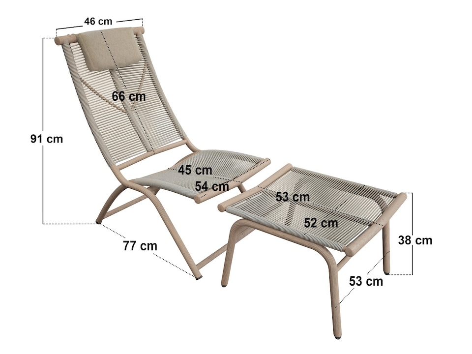 image 1 of SOLACE+CO Esen Set of 2 Garden Lounge Chairs with Footstool Beige
