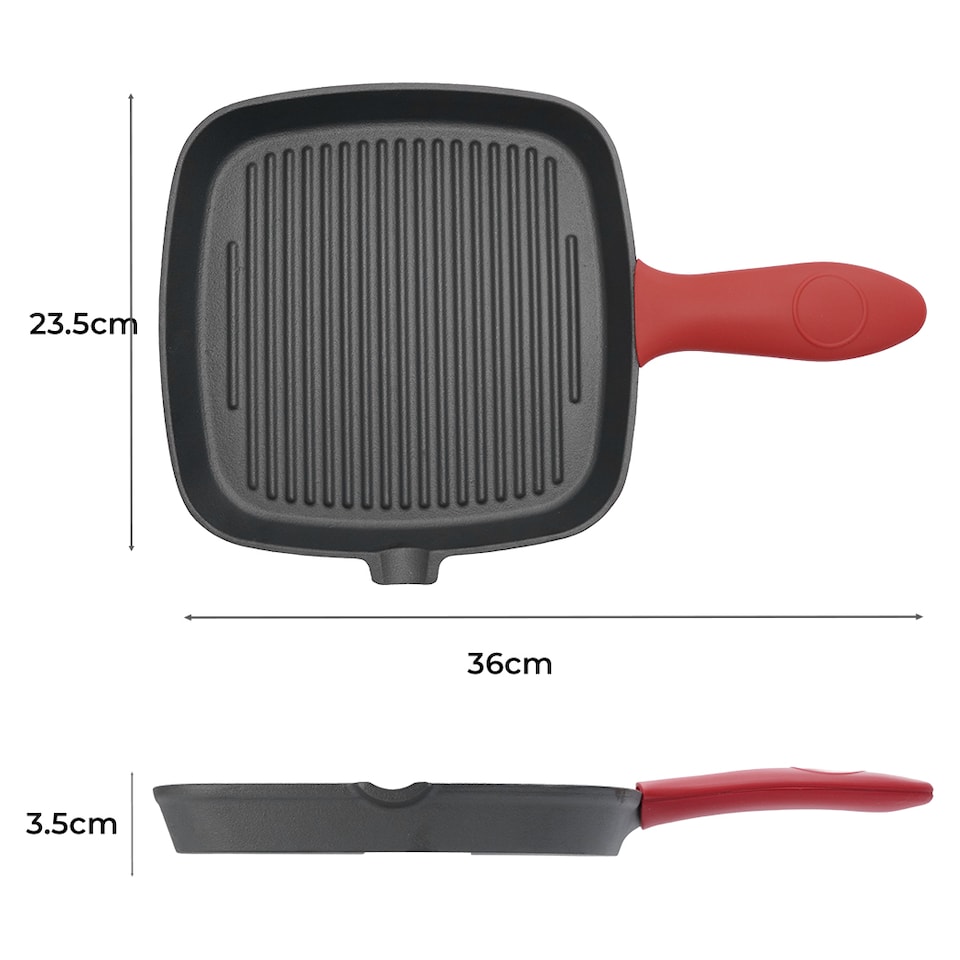 image 1 of Toque Cast Iron Griddle Grill Pan Square Skillet BBQ Non Stick Frying Cookware
