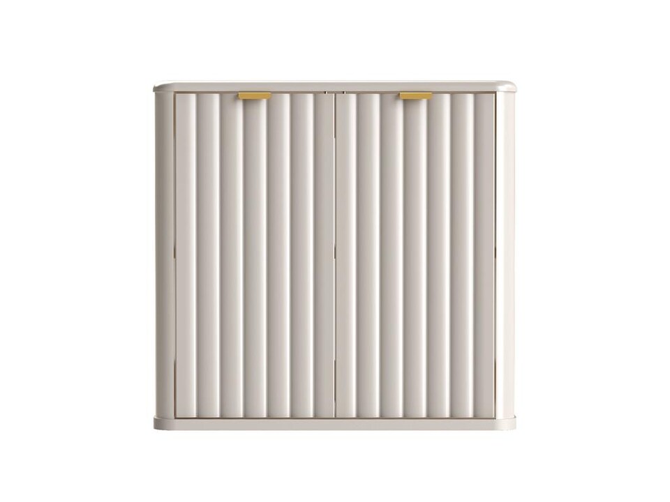 image 1 of Under Sink Bathroom Cabinet Beige Vanity Unit 600mm Worktop Fluted Ribbed Oren