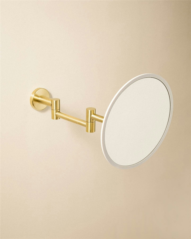 image 1 of Cosmic Magnifying Mirror w/ Durable & Double-Threaded Screws for Bathroom, Gold | Multi