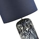 image 2 of Modern Navy Blue and Smoked Grey Marble Snowflake Glass Table Lamp with Shade | Blue | Midnight Blue | 1
