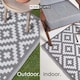 image 4 of Homescapes Outdoor Rug Luxury Waterproof Reversible Recycled, For Garden, Zoe Geometric | Grey | Grey and White
