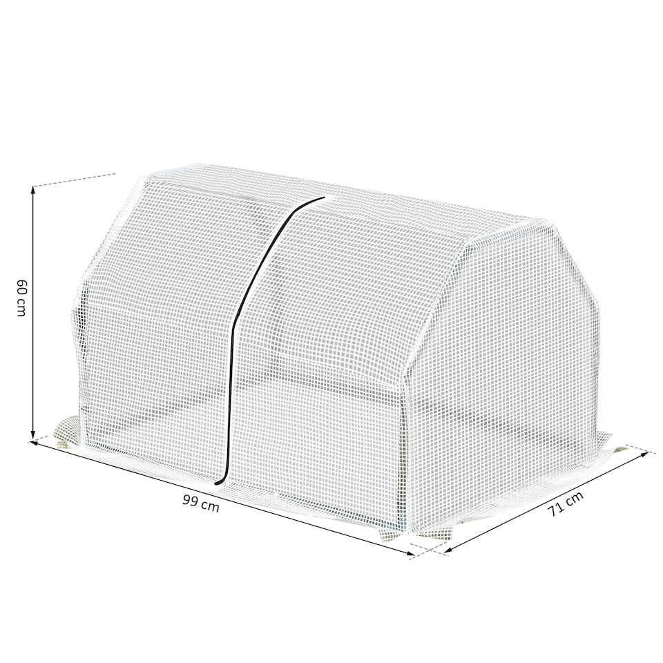 image 1 of Outsunny Mini  Greenhouse Grow House PVC Cover Steel Frame White 99 x 71 x 60cm