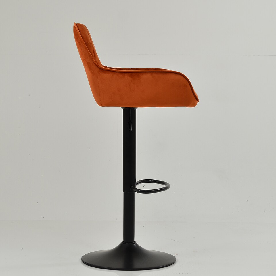 image 1 of Lakeland Furniture Arnside Burnt Orange Velvet Black Adjustable Base 1 Bar Stool