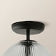 image 6 of ValueLights Kempton Black Flush Ceiling Light Ribbed Globe Shade | Black
