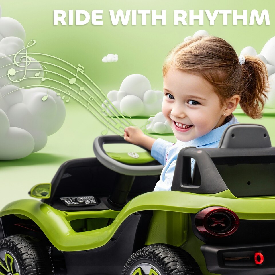 image 1 of AIYAPLAY Volkswagen Licensed Kids Electric Car w/ Remote, Suspension, Green