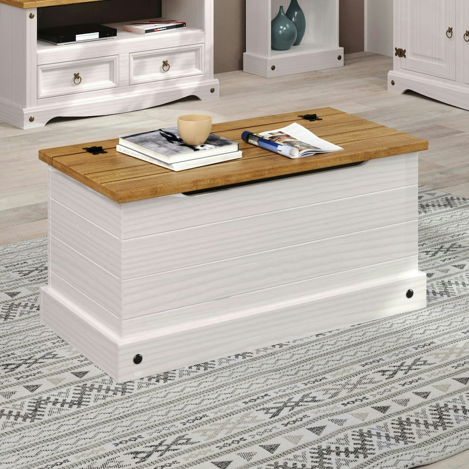 image 1 of Corona Storage Trunk - Solid Pine Construction with Metal Hardware and Practical Bedroom or Living Room Storage | White | White | One Size | 1