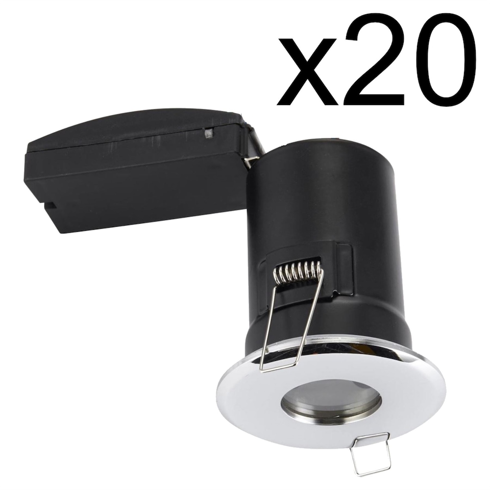 image 1 of Set of 20 - Chrome IP65 Bathroom Recessed Fire Rated Downlights