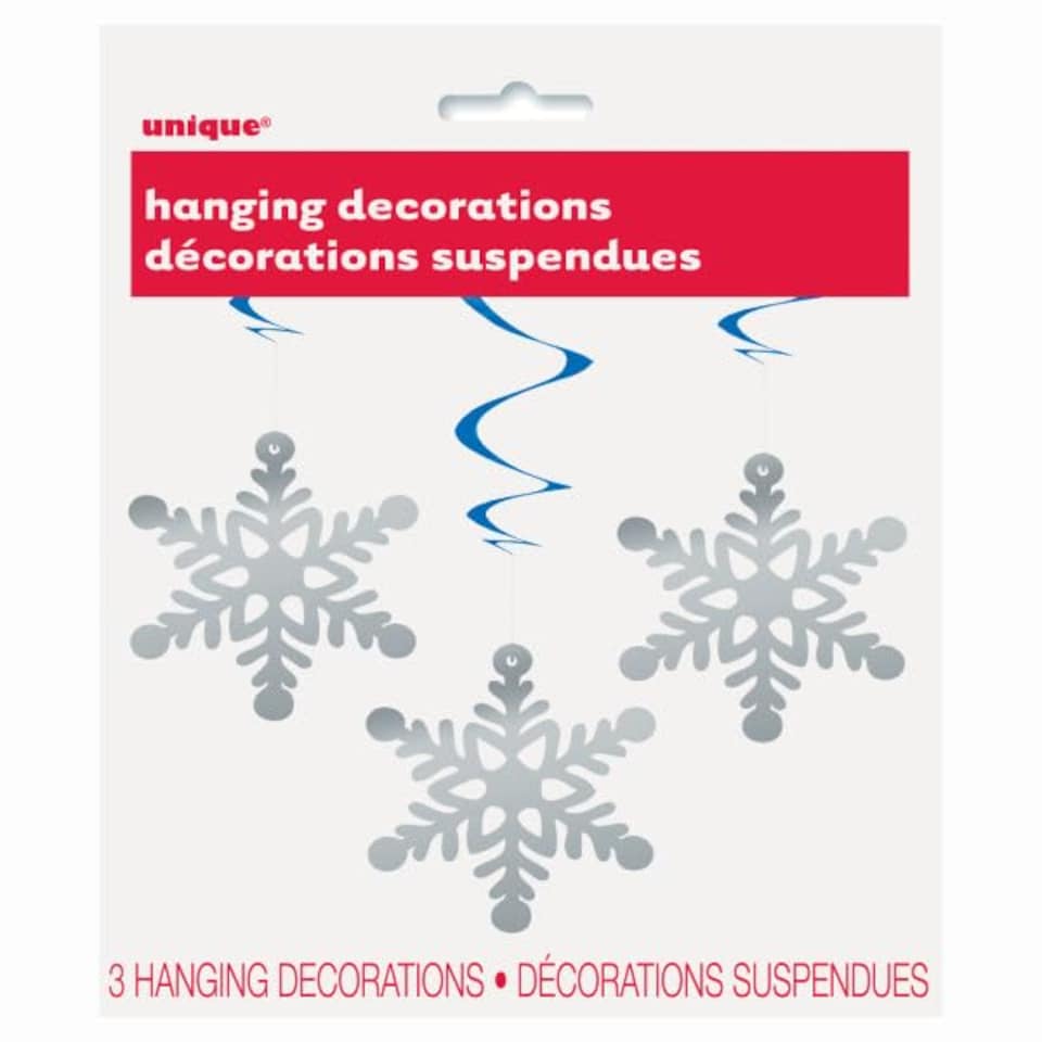 image 1 of Snowflakes Christmas Hanging Swirl Decorations - Pack of 3