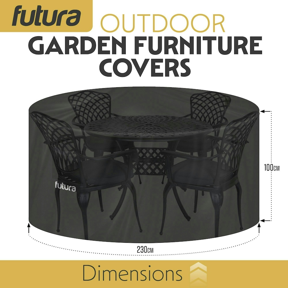 image 1 of Futura Round 230x100cm Waterproof Garden Furniture Cover  600D | Black | Black | 230x100cm | 1