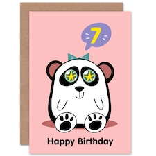 Kawaii Cartoon Star Panda Girl Age 7 Years Old Kids 7th Birthday Card