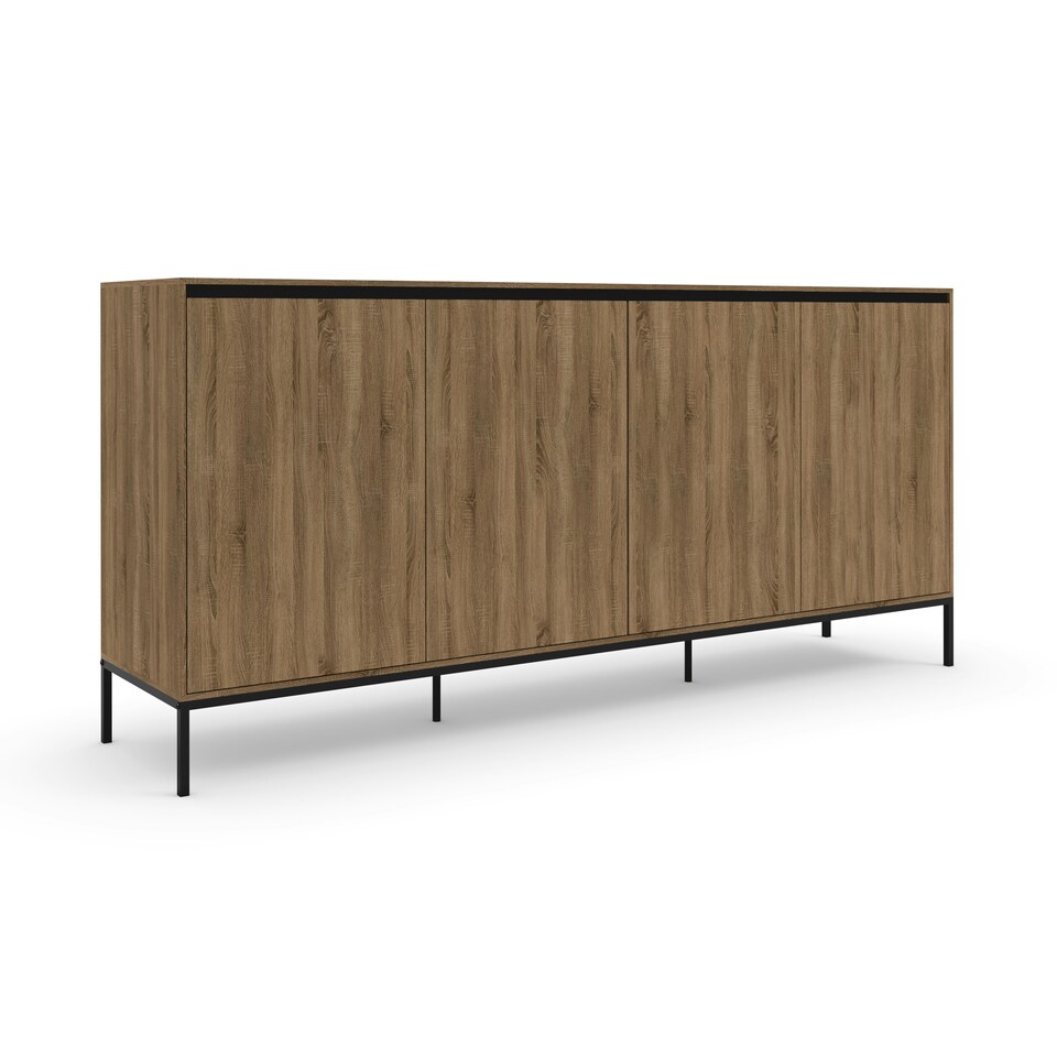 image 1 of Bari Higboard with 1 Door / 2 Drawers in Oak Look Brown | oak/black
