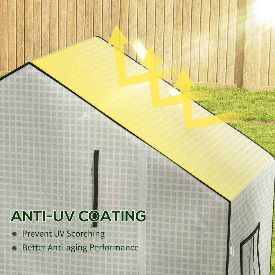 image 1 of Outsunny PE Greenhouse Cover Replacement with Door and Mesh Windows, Green