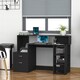 image 7 of HOMCOM Computer Desk with Drawers and Storage Shelves, Office Desk Writing Table with Printer Stand, Large Workstation for Study Play Work Home Office, 137 x 55 x 92cm, Black