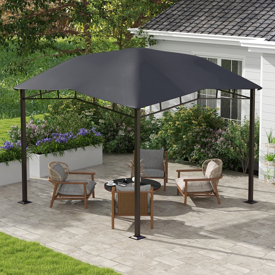 image 1 of Outsunny 3x3m Outdoor Gazebo Garden Gazebo Pavilion Sunshade Canopy Tent with Steel Frame, Grey