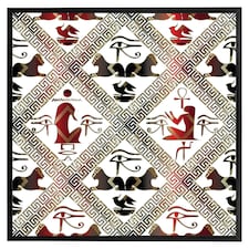 Egyptian hieroglyphs in red & black (Picture Frame) Black | XL