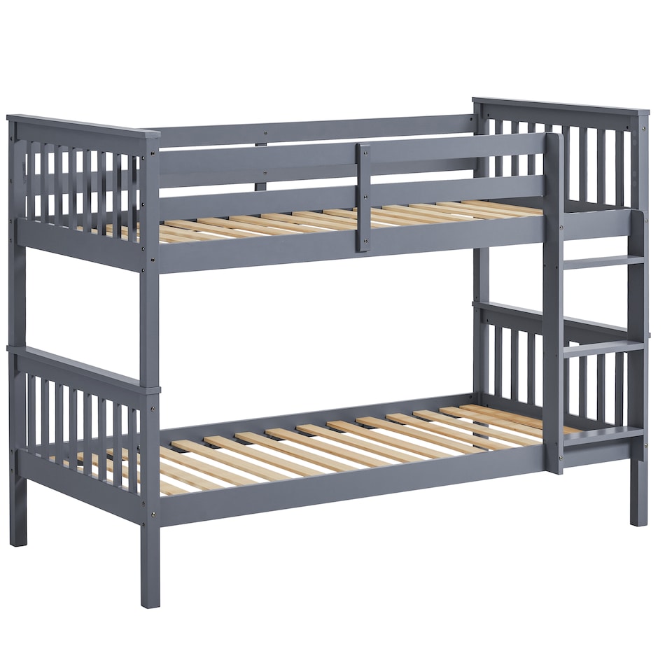 image 1 of Vida Designs Milan Kids Bunk Bed Frame Bedroom, Split into 2 Single Beds Optional - Grey - 90 x 190cm