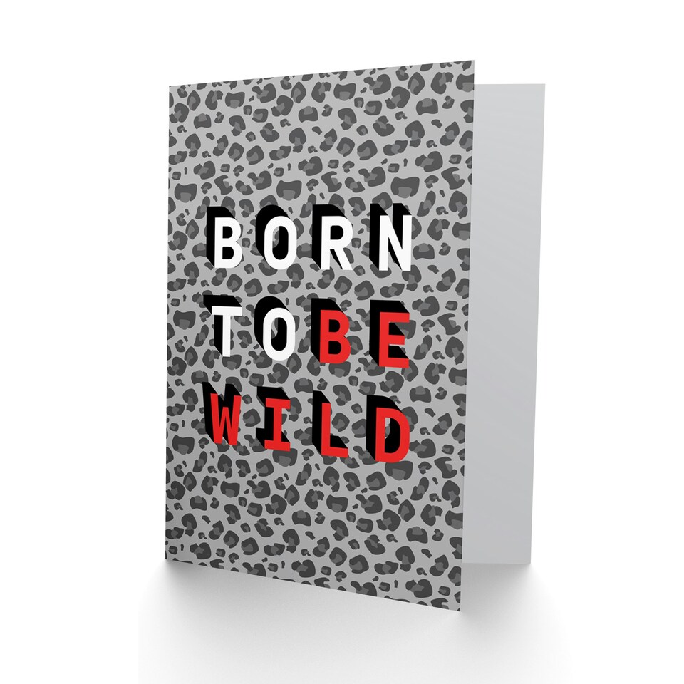 image 1 of Born Be Wild Animal Typography Quote Blank Just to Say Card
