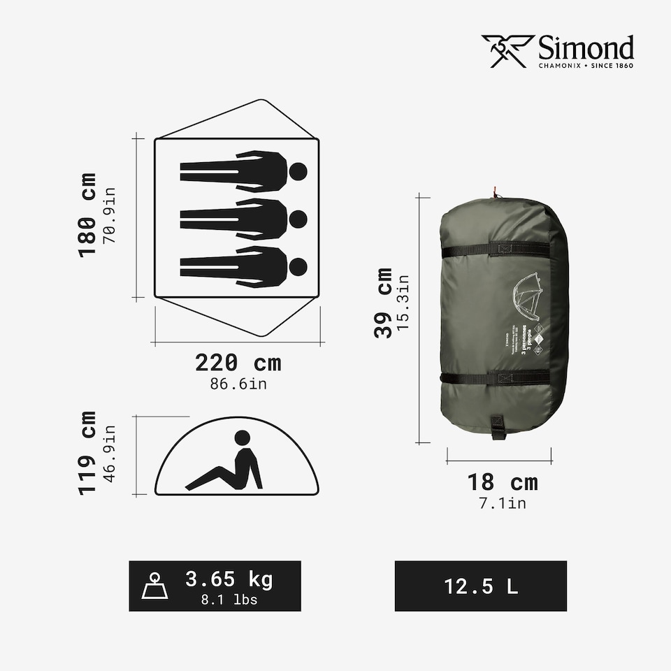 image 1 of Decathlon Three-person trekking dome tent MT500
