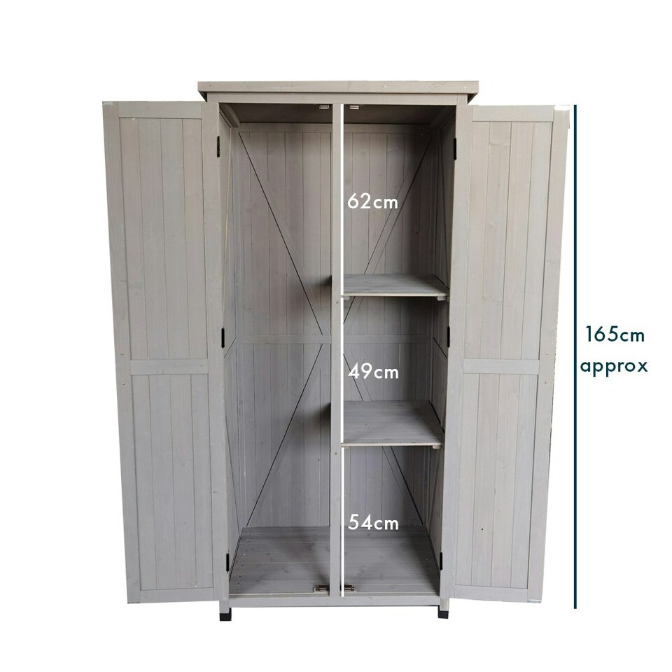 image 1 of Tall Garden Wooden Storage Shed Grey