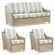 image 1 of Desser Dijon Natural 3 Seater Rattan Sofa Set in Athena Stripe - Conservatory Sofa Suite