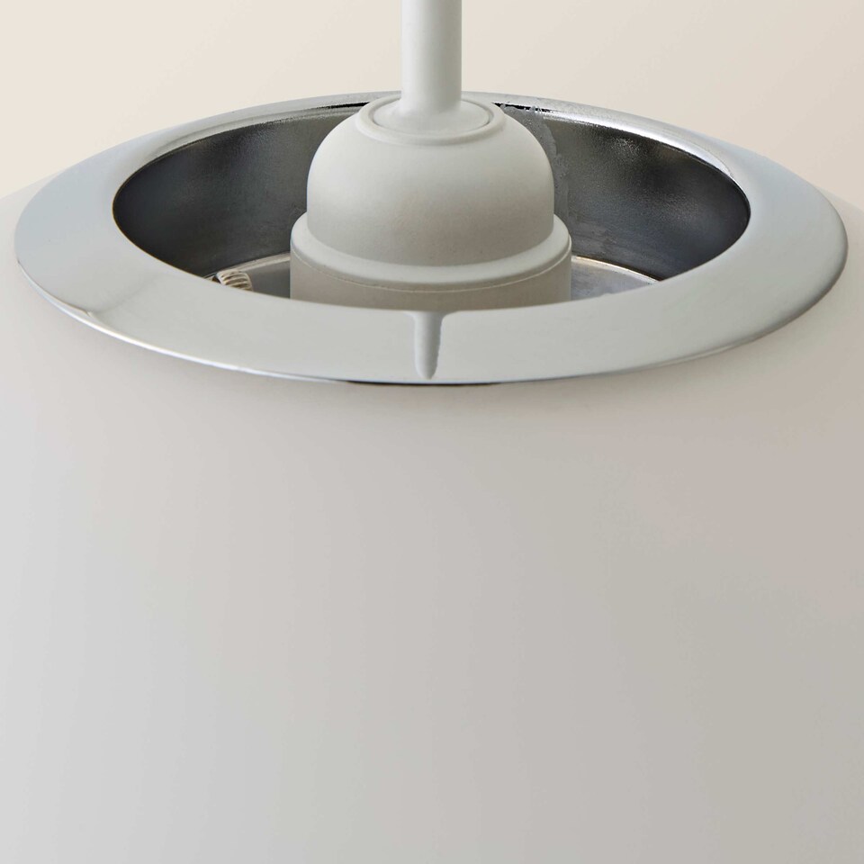 image 1 of ValueLights Metropolis Large White Glass Globe Pendant Light Shade | Silver