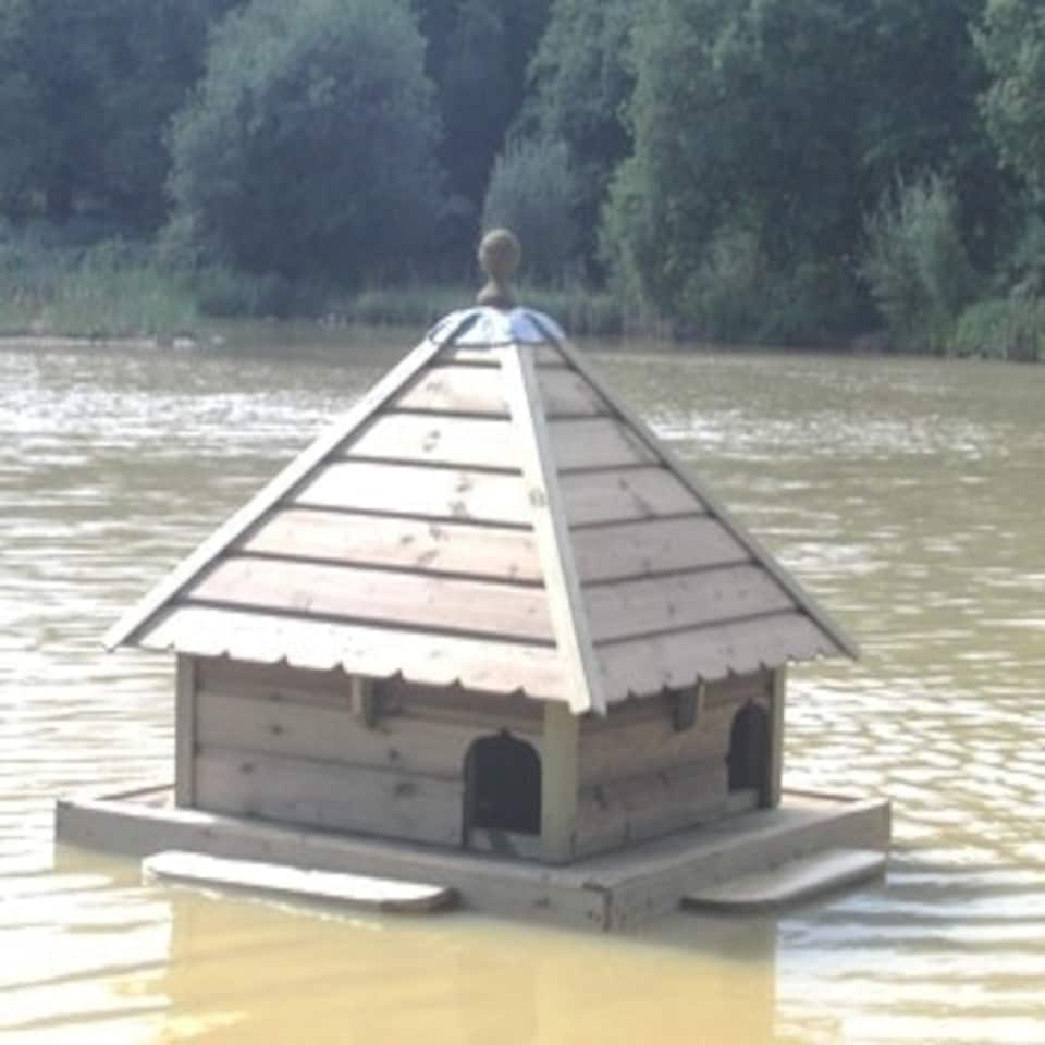 image 1 of Large Square Floating Duck House, Waterfowl Nesting Box for Pond or Lake Brown | One Size