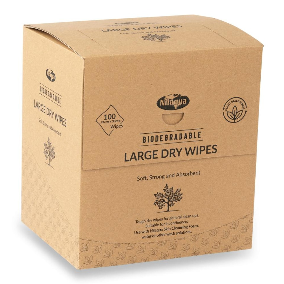 image 1 of 100pk Heavy Duty, Absorbent, Thick Biodegradable Dry Wipes for Adults - Incontinence, Personal Care, Make Up Wipes