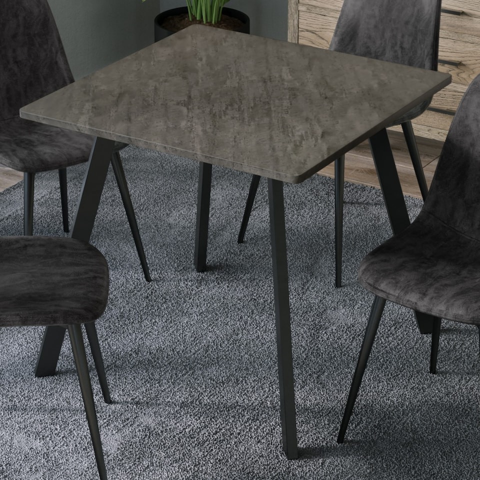 image 1 of 80cm Square Dining Table with Flat Metal Legs | Grey | 1