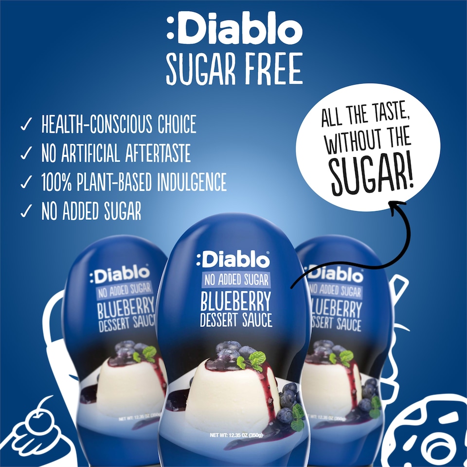 image 1 of Diablo No Added Sugar Blueberry Dessert Sauce 350g Twin Pack