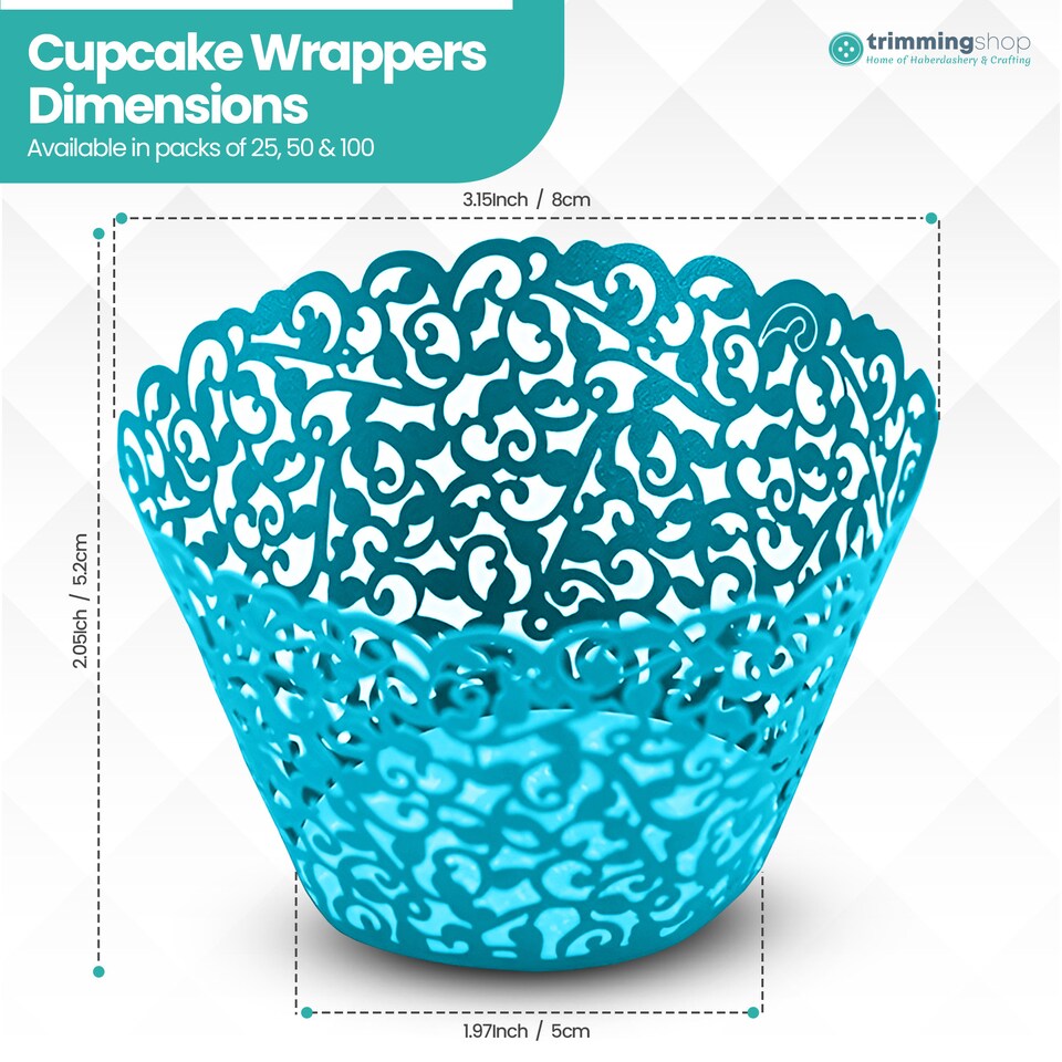 image 1 of Cupcake Wrappers Laser Cut Floral Design Paper Cup Holders - 25pcs