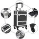 image 4 of Yaheetech Aluminum Makeup Train Case with Slide-Out Drawer Black Black