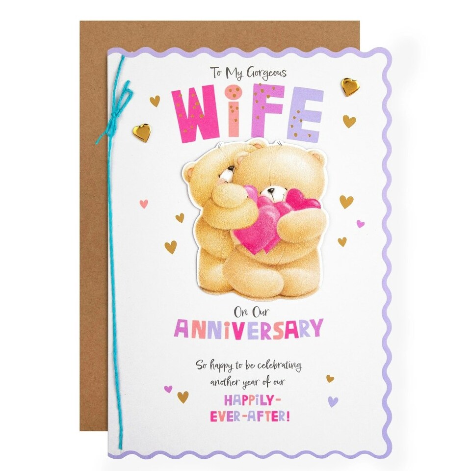 image 1 of Cute Forever Friends with Hearts Design Wife Anniversary Card