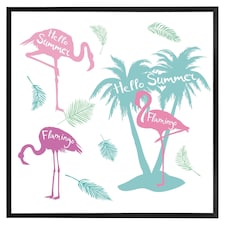 Palm & flamingo (Picture Frame) Black | L