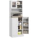 image 1 of HOMCOM 169cm Tall Kitchen Pantry Storage Cabinet with Microwave Shelf | White | White