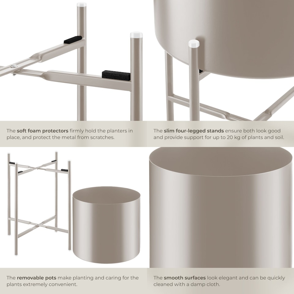 image 1 of Plant Stands Kalmar, set of 2 decorative plant pots in black steel | Brown | taupe | 31 x 31 x 56 cm | 1