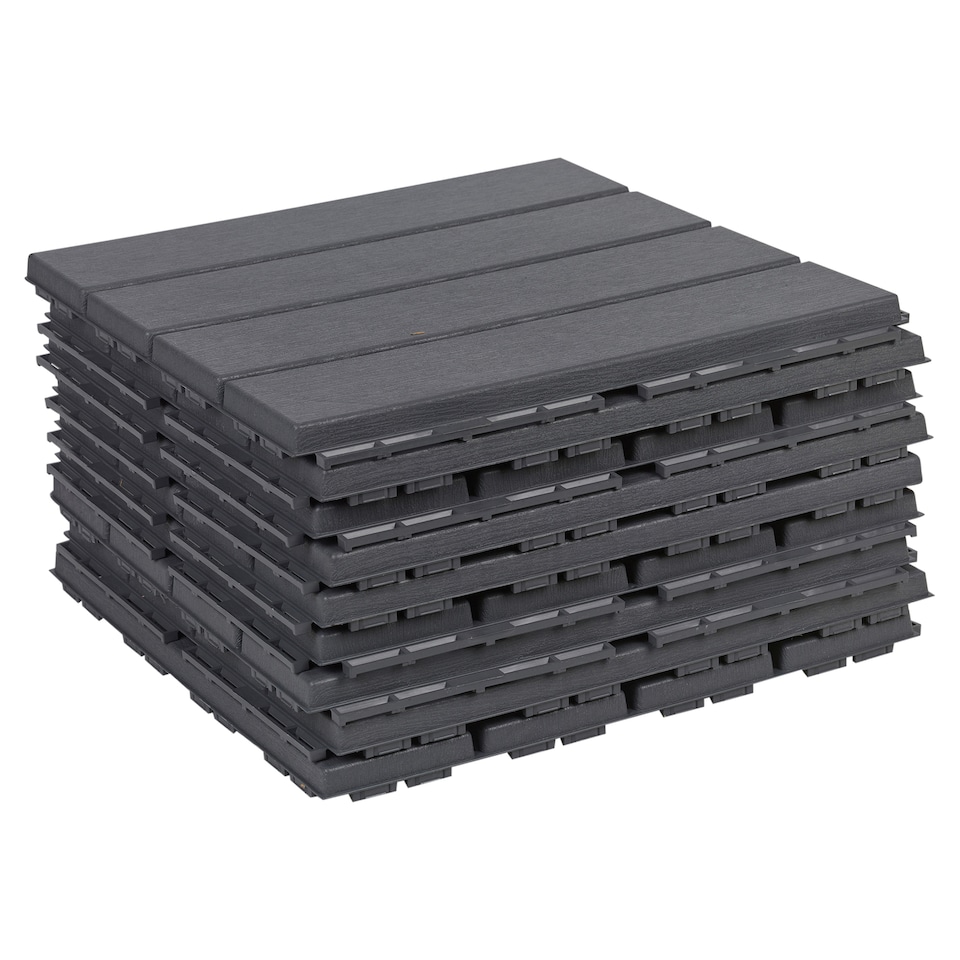 image 1 of URBNLIVING Interlocking Garden Deck Tiles | Multi | Anthracite | 9 Tiles