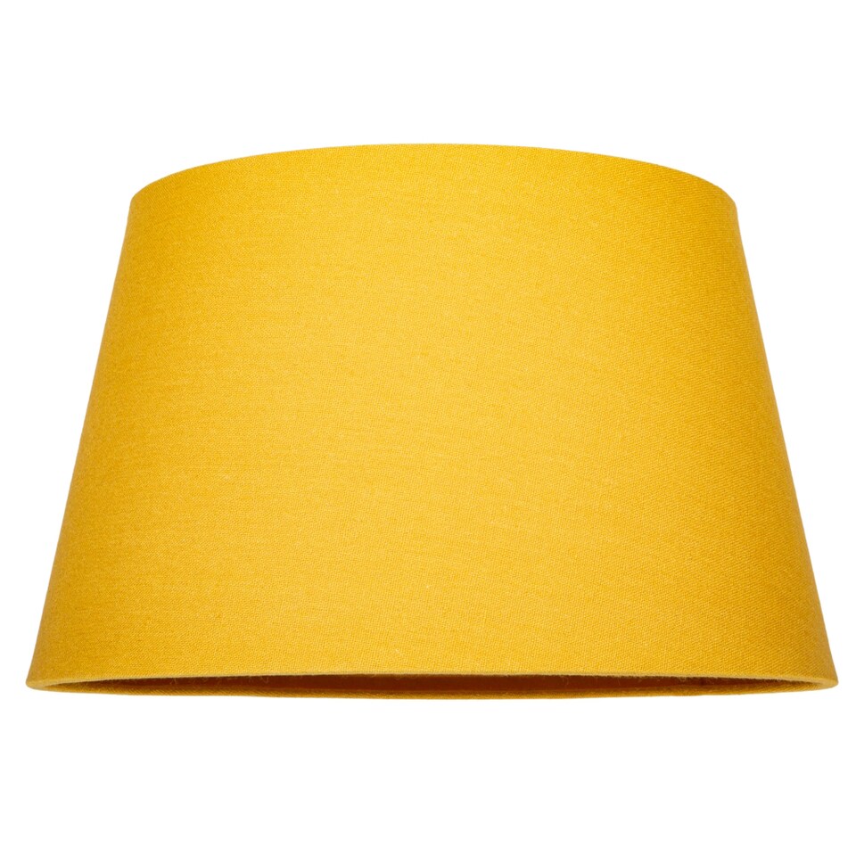image 1 of Traditional 30cm Mustard Ochre Linen Fabric Drum Table/Pendant Shade 60w Maximum | Yellow