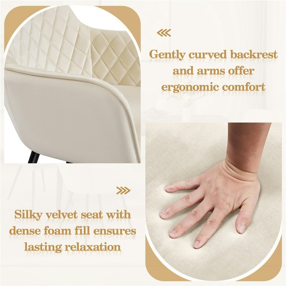 image 1 of Yaheetech Set of 2 Upholstered Dining Chairs with Velvet Fabric N/A | Beige
