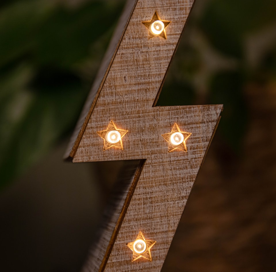 image 1 of Set of 3 Battery Operated Light up Wooden Christmas Trees with Warm White LEDs