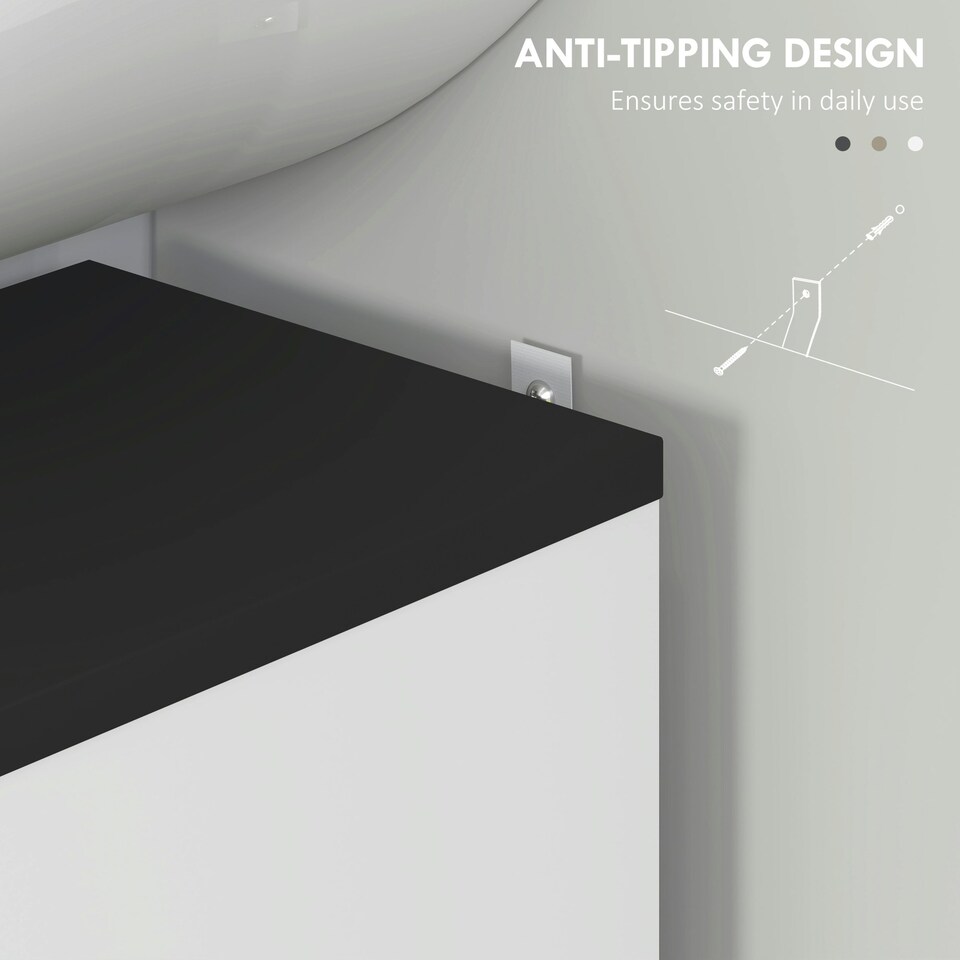 image 1 of HOMCOM Bathroom Under Sink Cabinet with Adjustable Shelf High Gloss White