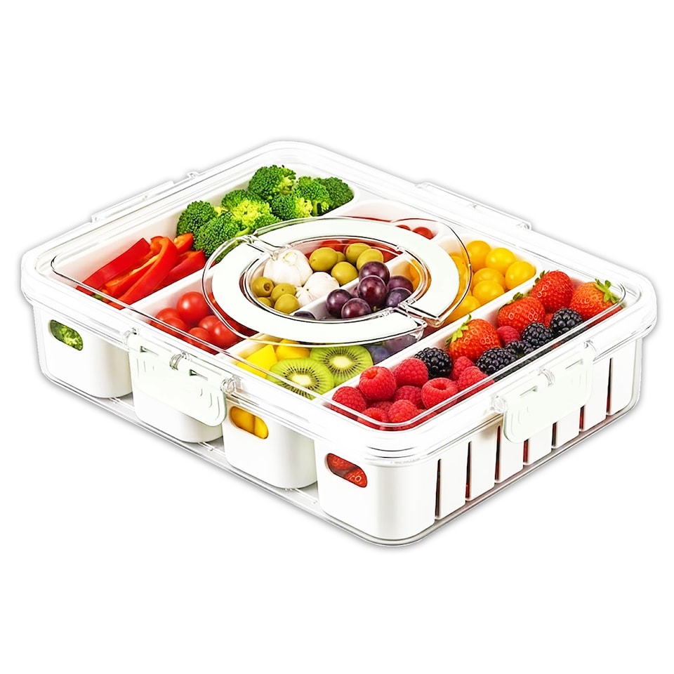 image 1 of SPARES2GO Food Storage Container with Securing Clips Lid and 4 Removable Divider Compartments (Large)