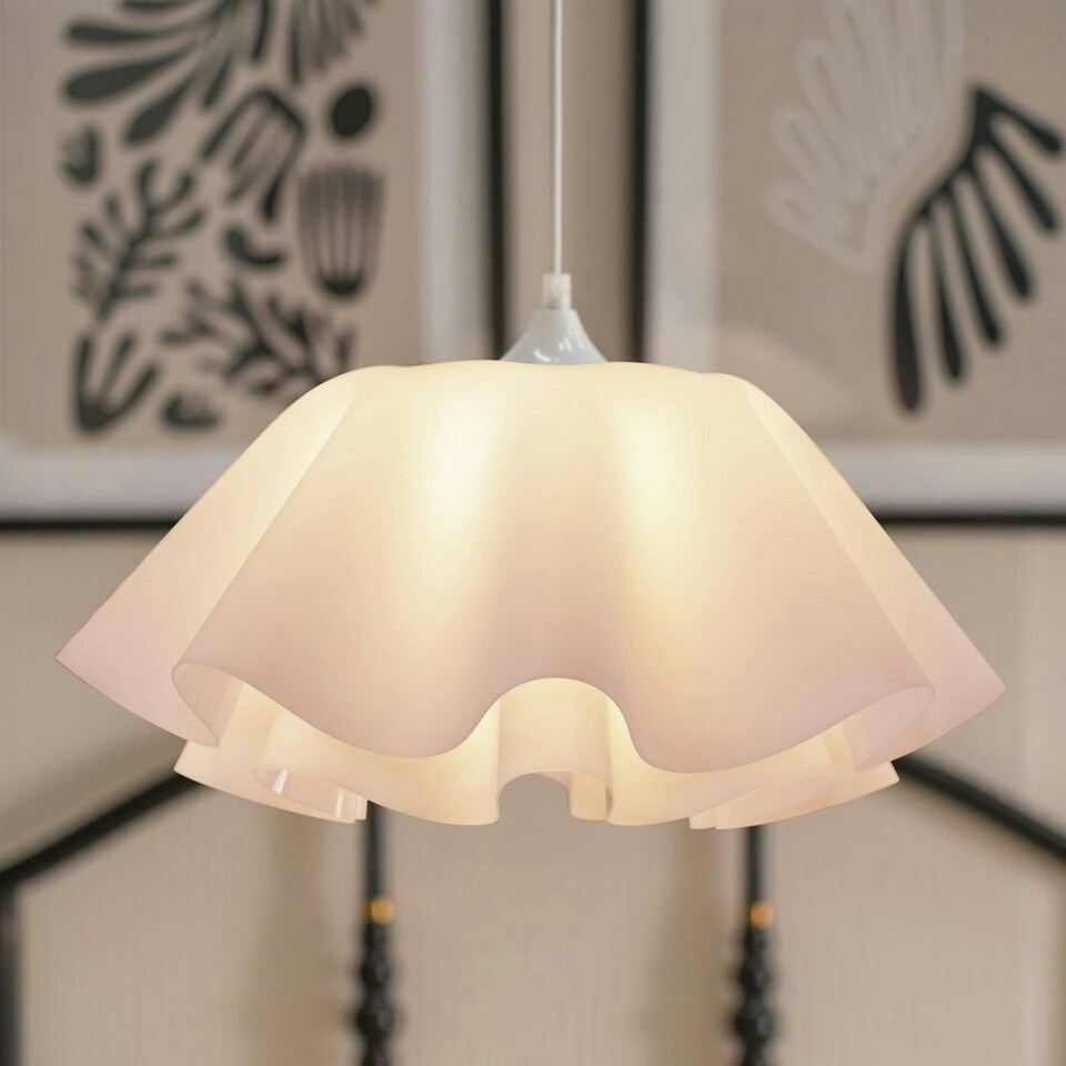 image 1 of ValueLights Kumo White Layered Flower Design Ceiling Pendant Light Fitting - Bulb Included