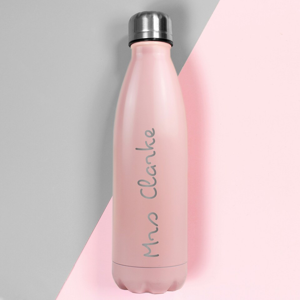 image 1 of Personalised Name Only Pink Metal Insulated Drinks Bottle