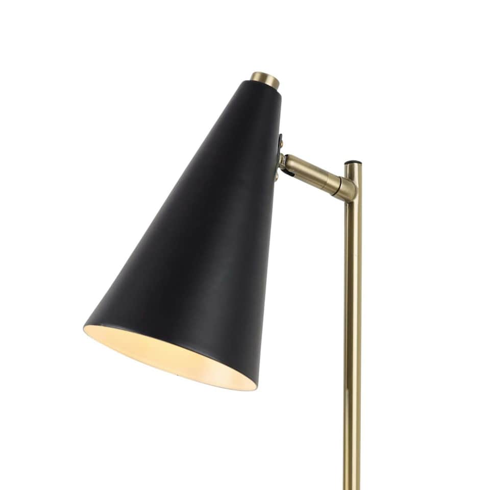 image 1 of First Choice Lighting Task Matt Black and Antique Brass Task Table Lamp Black | Bronze