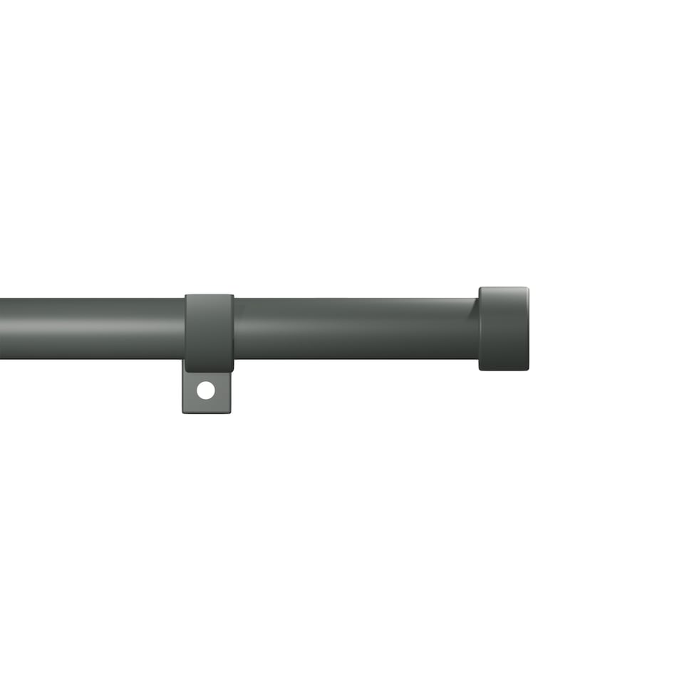 image 1 of Metal Eyelet Extendable Curtain Pole, Flat Finials 70-120cm Grey | Painted Grey