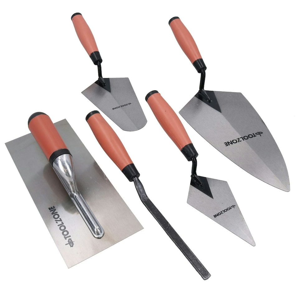 image 1 of 5pc Builders Brick Block Laying Trowel Set Bucket Gauging Pointing Jointing