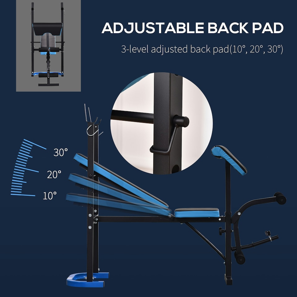 image 1 of HOMCOM Adjustable Weight Bench with Leg Developer Barbell Rack for Home Gym