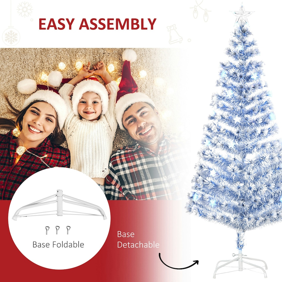 image 1 of HOMCOM Artificial Fibre Optic Christmas Tree Seasonal Decoration w/ 26 LED