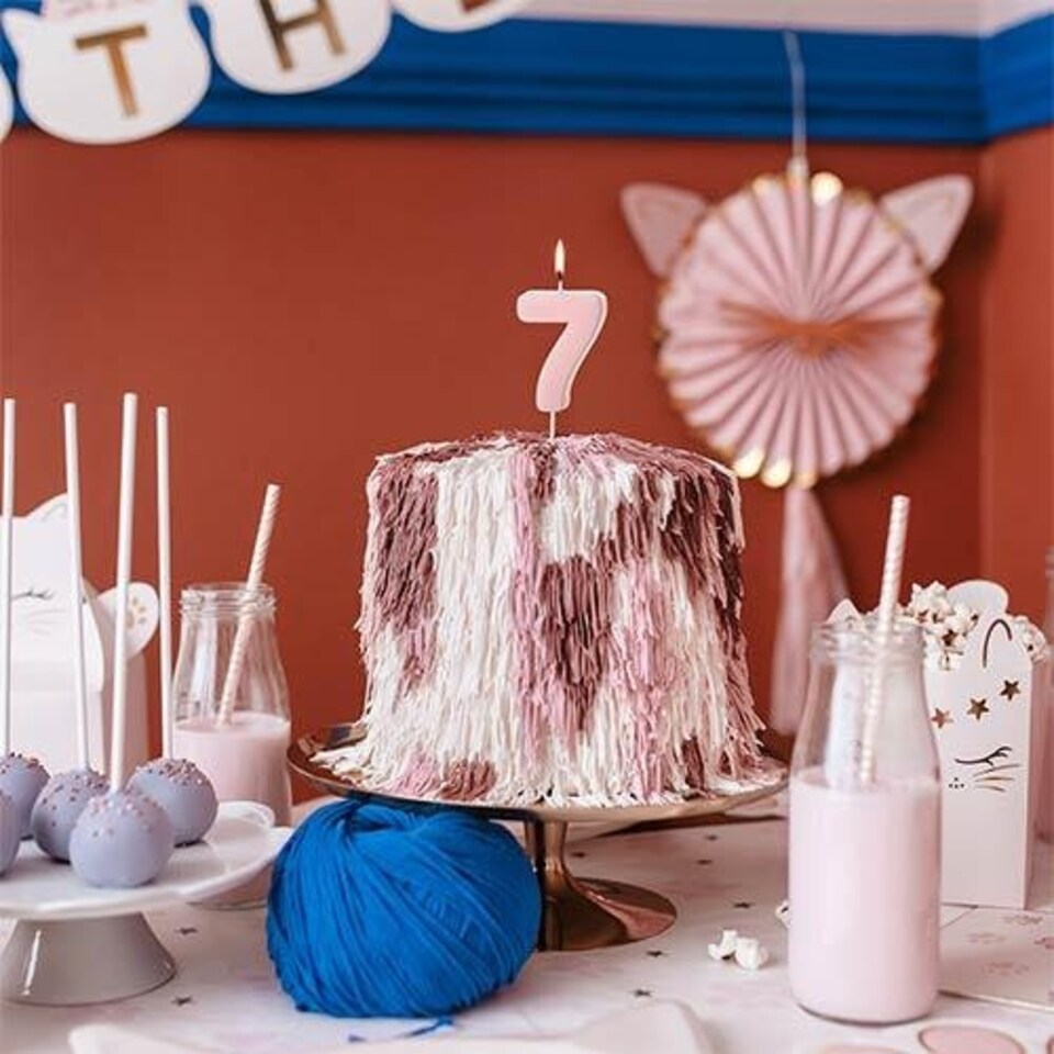 image 1 of Pastel Pink Number 7 Shaped Candle 5.5cm